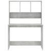 vidaXL Desk with Shelf Concrete Grey 110x45x157 cm Engineered Wood