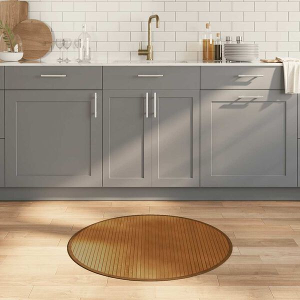 vidaXL Rug Round Brown80 cm Bamboo