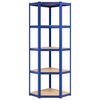 vidaXL 5-Layer Corner Shelf Blue Steel&Engineered Wood