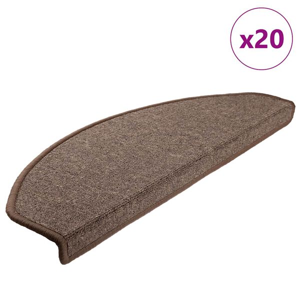 vidaXL Stair Mats 20 pcs 65x24x4 cm Coffee Brown Half Round Large