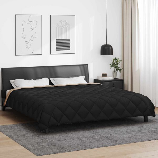 vidaXL Winter Duvet Black and Taupe 220 x 200 cm Microfiber