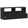 vidaXL TV Wall Cabinet with LED Lights Black 100x31x45 cm