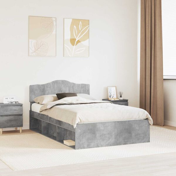 vidaXL Bed Frame Concerte Grey 135 x 190 cm Solid Pine Wood