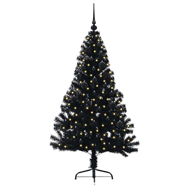 vidaXL Artificial Pre-lit Christmas Tree Black 150 cm PVC
