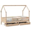 vidaXL Kids Bed Frame with Drawers without Mattress 90x190 cm Single Solid Wood