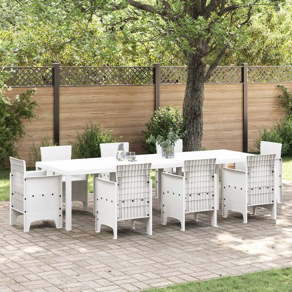 vidaXL Garden Dining Table White 300 x 100 x 73 cm Poly Rattan