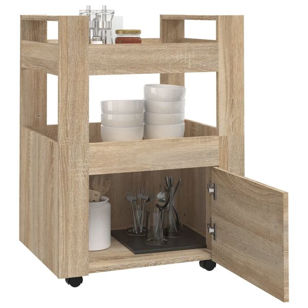 vidaXL Kitchen Trolley Sonoma Oak 60x45x80 cm Engineered Wood