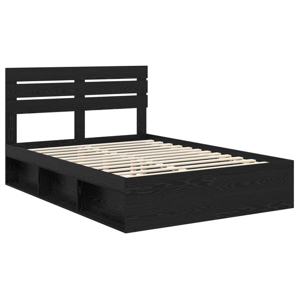 vidaXL Bed Frame with Headboard Black 150 x 200 cm Solid Pine Wood