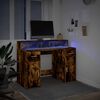 vidaXL Desk with LED Lights Smoked Oak 120x55x91 cm Engineered Wood