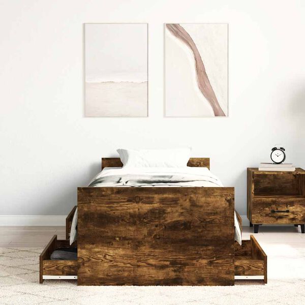 vidaXL Bed Frame without Mattress Smoked Oak 90x200 cm