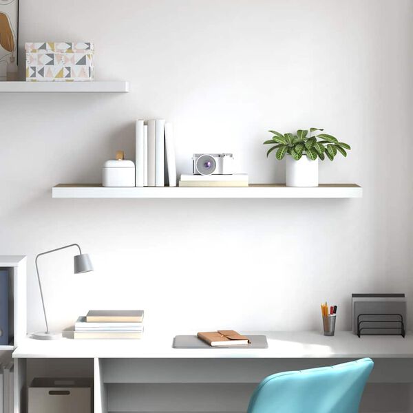 vidaXL Floating Wall Shelf Oak and White 120x23.5x3.8 cm MDF