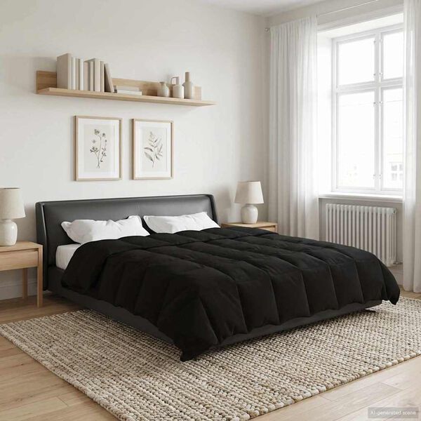 vidaXL Winter Duvet Quilted Black 200 x 200 cm Microfiber