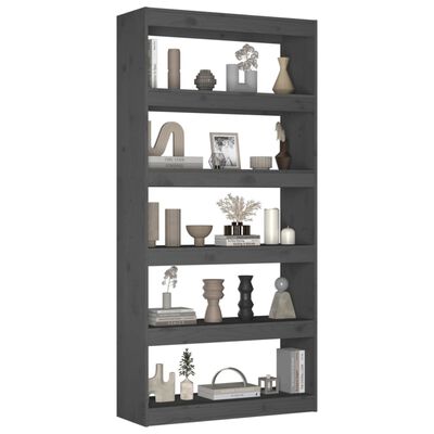 vidaXL Book Cabinet/Room Divider Grey 80x30x167.4 cm Solid Wood Pine