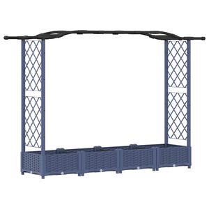 vidaXL Raised Bed with Trellis and Roof Grey 207 x 40 x 126 cm PP