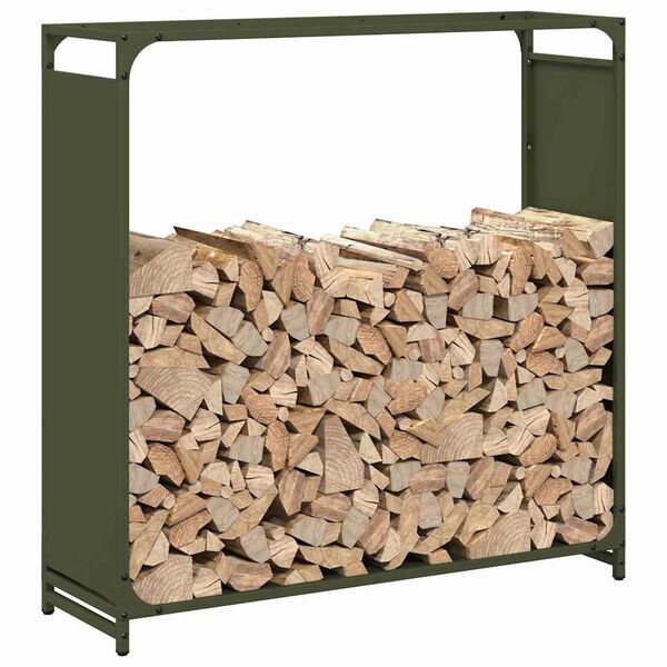 vidaXL Firewood Rack Olive Green 90x28x90 cm Cold-rolled steel