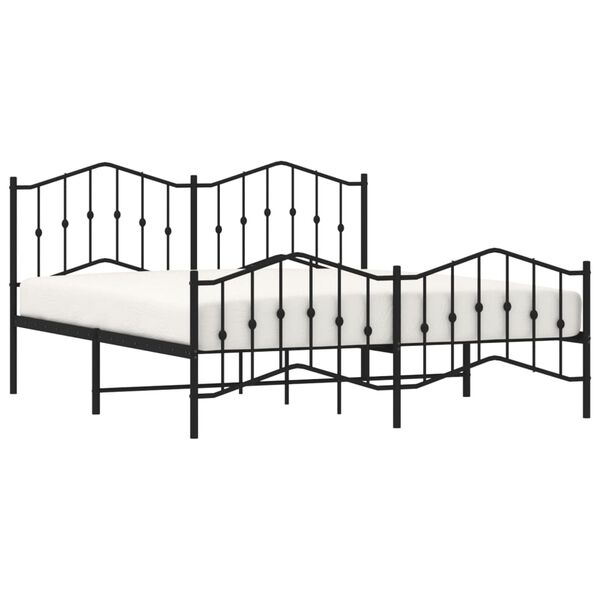 vidaXL Metal Bed Frame without Mattress with Footboard Black 183x213cm