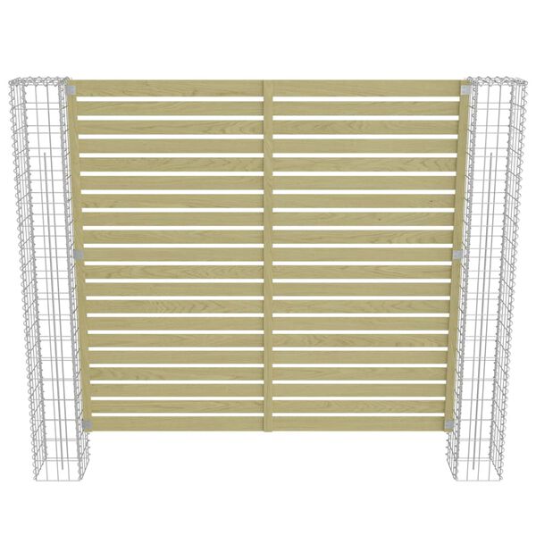vidaXL Garden Fence Panel with Gabion Posts Pinewood 180x180 cm