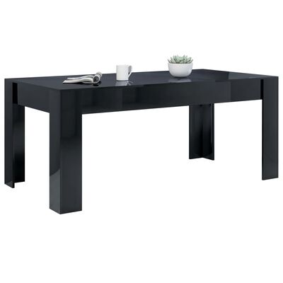 vidaXL Dining Table High Gloss Black 180x90x76 cm Engineered Wood