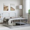 vidaXL Metal Bed Frame without Mattress with Footboard&nbsp;White 135x190cm