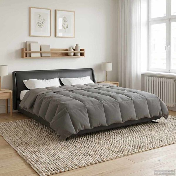 vidaXL Full Year Duvet Quilted Light Grey 200 x 200 cm Microfiber