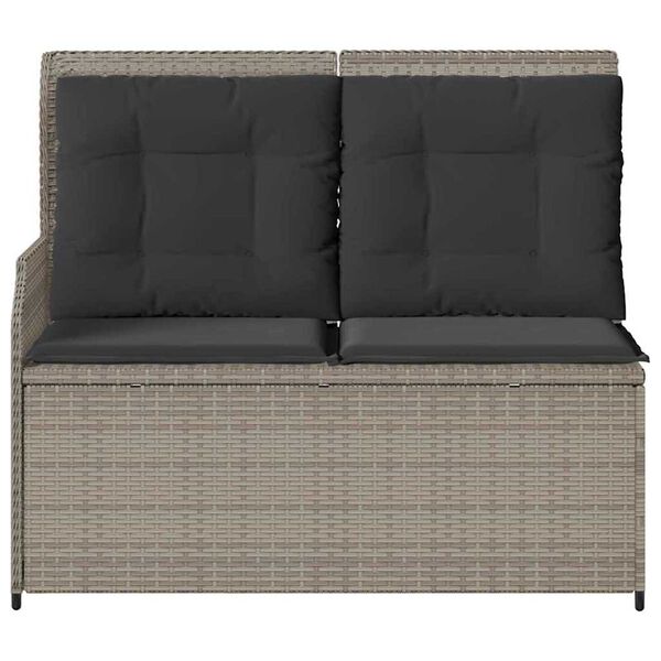 vidaXL Garden Bench with Cushion Light grey Poly rattan