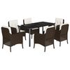 vidaXL 7 Piece Garden Dining Set with Cushions Brown Poly Rattan