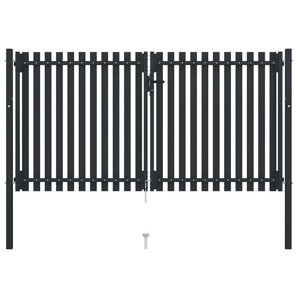 vidaXL Double Door Fence Gate Steel 300x150 cm Anthracite