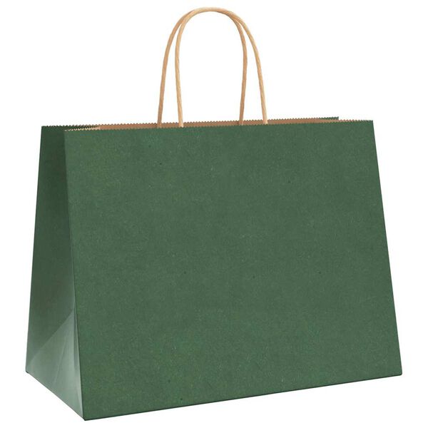 vidaXL Paper Bags 250 pcs with Handles Green 32x17x25 cm