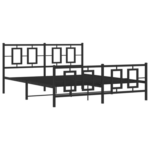 vidaXL Metal Bed Frame without Mattress with Footboard Black 150x200cm