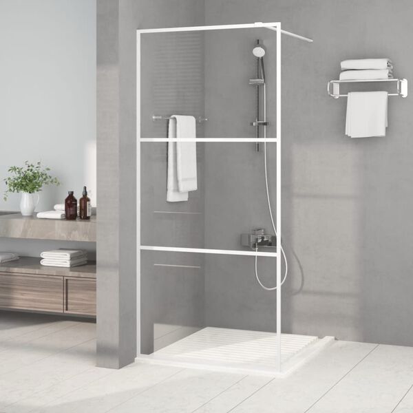 vidaXL Walk-in Shower Wall White 90x195 cm Clear ESG Glass