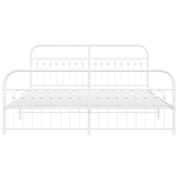 vidaXL Metal Bed Frame without Mattress with Footboard White 183x203cm