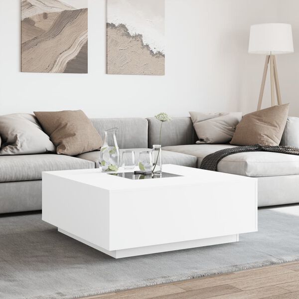vidaXL Coffee Table with Infinity LED White 100x100x40 cm