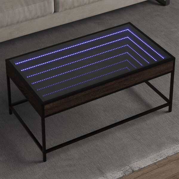 vidaXL Coffee Table with Infinity LED Brown Oak 90x50x41 cm