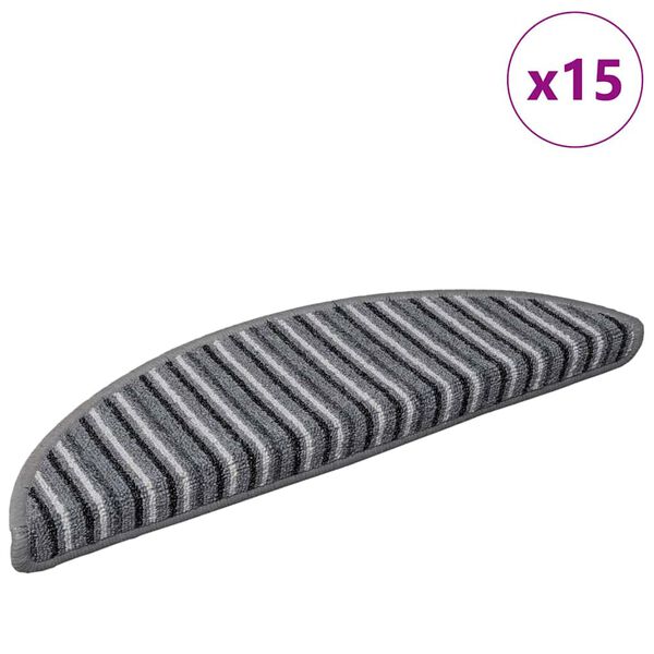 vidaXL Self-adhesive Stair Mats 15 pcs Grey 56 x 17 x 3 cm
