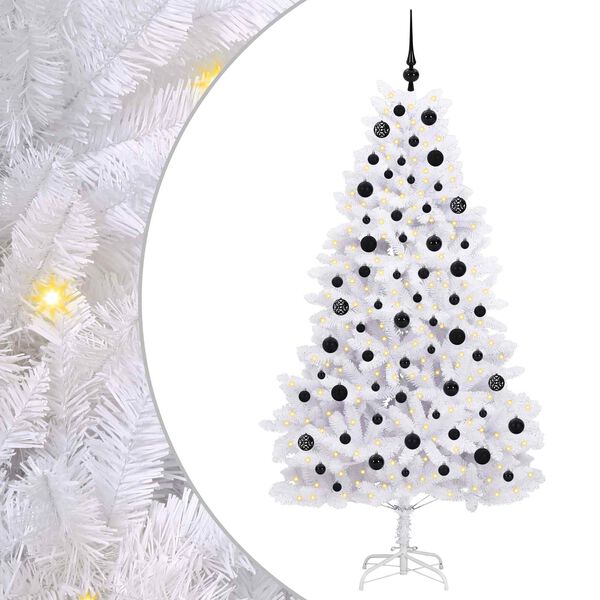 vidaXL Artificial Hinged Christmas Tree White 180 cm PVC and Steel