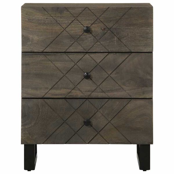vidaXL Bedside Cabinet Black 50x33x62 cm Solid Wood Mango