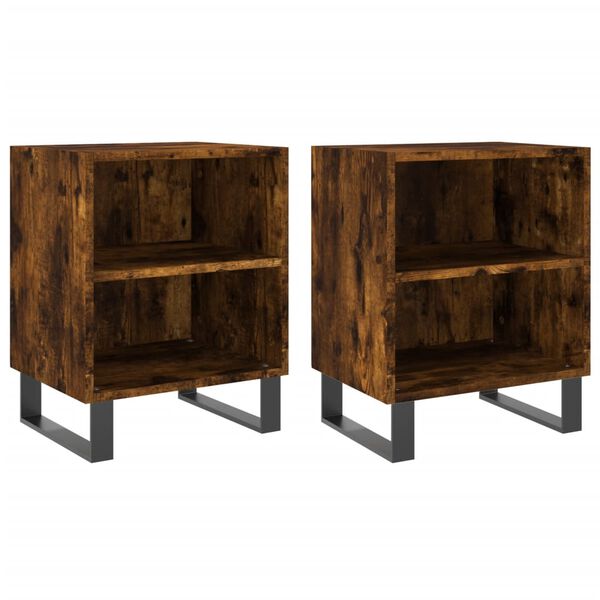 vidaXL Bedside Cabinets 2 pcs Smoked Oak 40x30x50 cm Engineered Wood