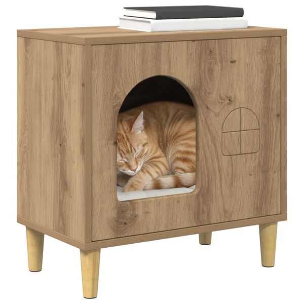 vidaXL Cat House Artisian Oak 51 x 30 x 52 cm Engineered Wood