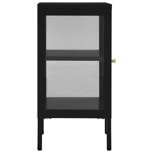 vidaXL Sideboard Black 38x35x70 cm Steel and Glass