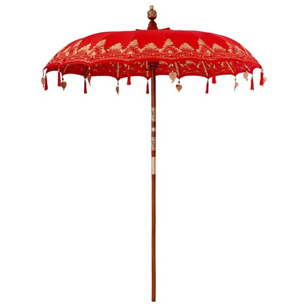 vidaXL Balinese Parasol Red 180-190 cm Cotton and solid wood