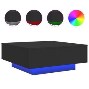 vidaXL Coffee Table with LED Lights Black 80x80x31 cm