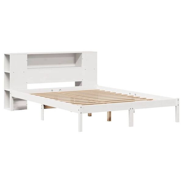 vidaXL Bookcase Bed without Mattress White 120x190 cm Small Double Solid Wood Pine