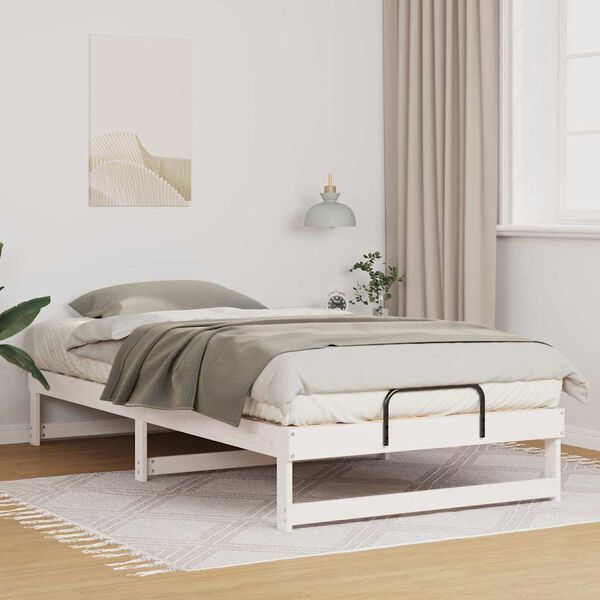 vidaXL Bed Frame White 100 x 200 cm Solid Pine Wood