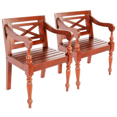 vidaXL Batavia Chairs 2 pcs Dark Brown Solid Mahogany Wood