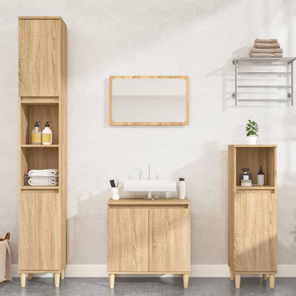 vidaXL 4 Piece Bathroom Furniture Set Sonoma Oak Engineered Wood