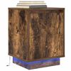 vidaXL Bedside Cabinet with LED Lights Smoked Oak 38x34x50 cm