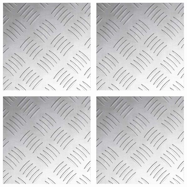 vidaXL Stair Tread Square 4 pcs Silver 20 x 20 cm Aluminium