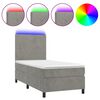 vidaXL Box Spring Bed with Mattress&LED Light Grey 90x190 cm Velvet