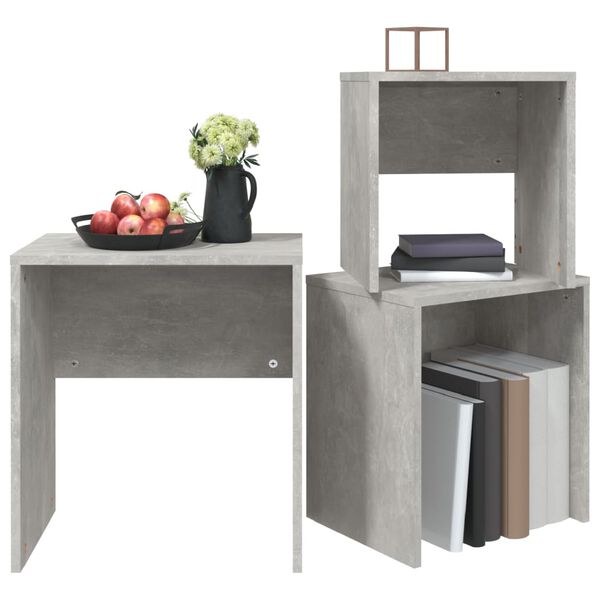 vidaXL Nesting Coffee Tables 3 pcs Concrete Grey Engineered Wood