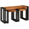 vidaXL Nesting Table 3 pcs Brown and Black Solid Acacia Wood and Metal